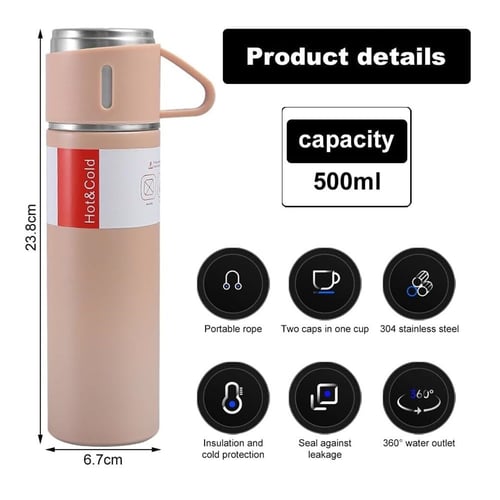 حافظة حرارة / برودة من الستانلس ستيل بسعة 500 مل م...