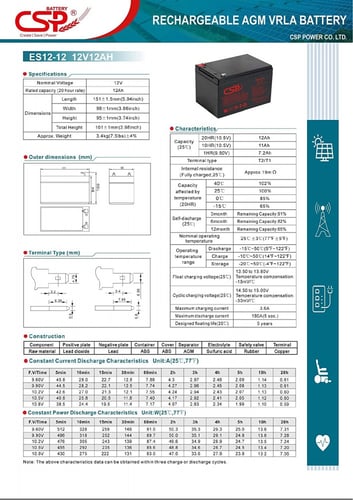بطارية فيتنامي 12 امبير 12 فولت قابلة لإعادة الشحن...