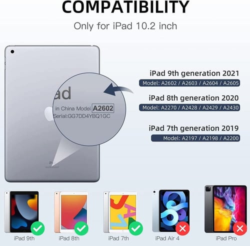 غطاء جراب حماية ابل ايباد 10.2 انش مع حامل قلم مسن...