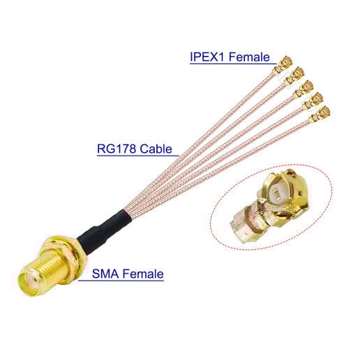 وصلة SMA مؤنث الى IPEX1 مؤنث 5 رأس نوع Y لربط مودم...
