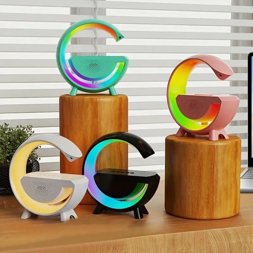 مصباح ليلي بإضاءة LED محيطية ومكبر صوت بلوتوث مصبا...