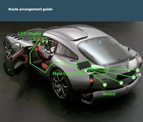 طقم حساسات خلفية لجميع أنواع السيارات مع شاشة توجي...