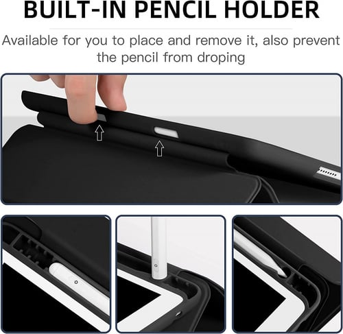 غطاء جراب حماية ابل ايباد 10.2 انش مع حامل قلم مسن...