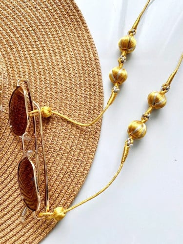 حامل نظارة من خيوط الزري الفاخر طول 100سم لون ذهبي