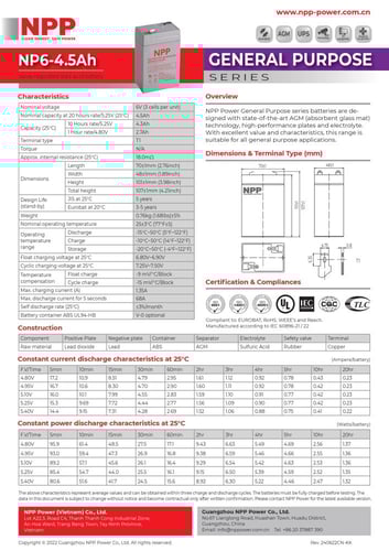 بطارية 4.5 امبير 6 فولت NP6-4.5Ah فيتنامي AG 4.5Ah...