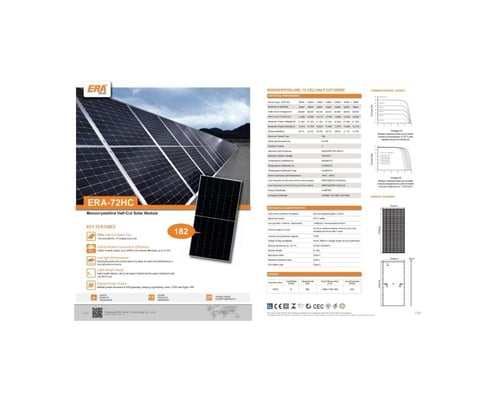 لوح شمسي 450 وات 48 فولت ERA72HC مونو اسود ضمان 15...