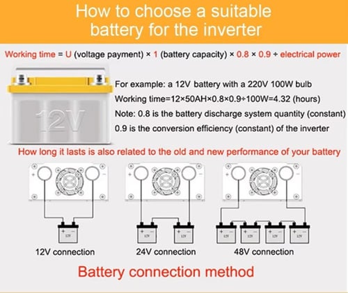 محول كهرباء من 12 فولت DC إلى 220 فولت AC طاقة موج...