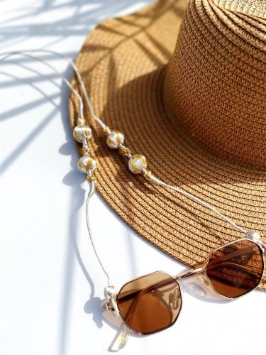 حامل نظارة من خيوط الزري الفاخر طول 100سم لون فضي