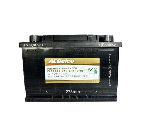 بطارية أي سي ديلكو 70 امبير EFB توقف تشغيل ضمان 12 شهر سعودي ACDELCO EFB DIN70L 70Ah 12V CCA760