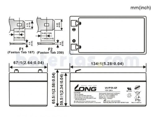بطارية فيتنامي 3 امبير 12 فولت قابلة لاعادة الشحن...
