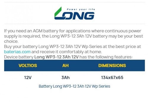 بطارية فيتنامي 3 امبير 12 فولت قابلة لاعادة الشحن...