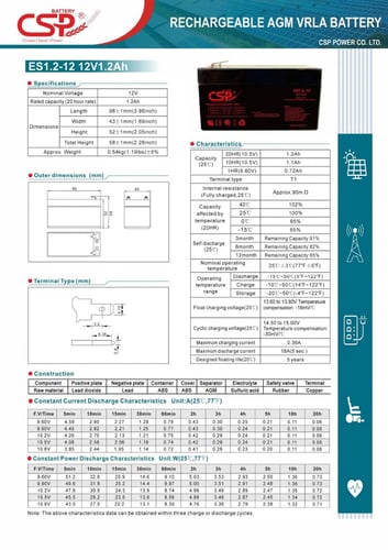 بطارية فيتنامي 1.2 امبير 12 فولت قابلة لاعادة الشح...