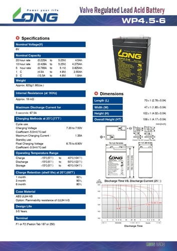 بطارية فيتنامي 4.5 امبير 6 فولت قابلة لاعادة الشحن...