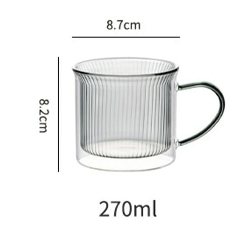 كوب قهوة زجاجي بجدار مزدوج داخلي رمادي 270 مل