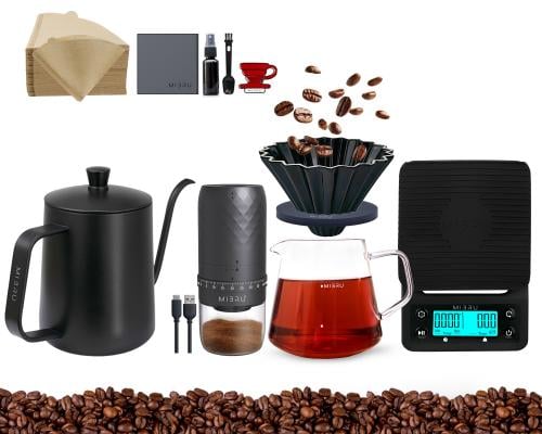 مجموعة v60 الاحترافية بمطحنة كهربائية بكج 9 قطع