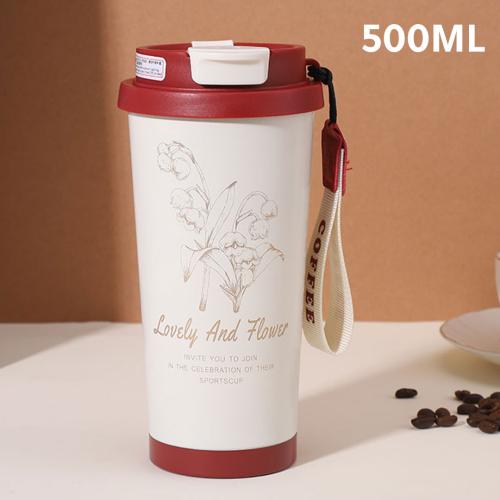 كوب حافظ للحرارة من الاستانليس ستيل سعة 500مل احمر...