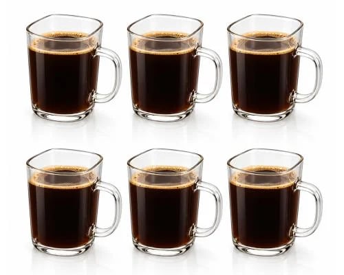 طقم 6 أكواب زجاجية 230 مل للقهوة والإسبريسو والسوا...