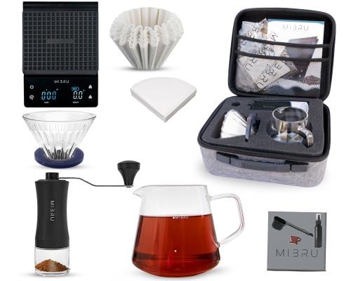 مجموعة ادوات V60 بكج 11 في 1 مع شنطة قهوة حجم صغير