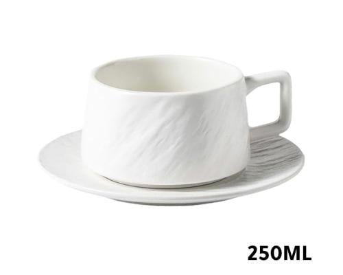 كوب قهوة سيراميك مع صحن 250مل ابيض