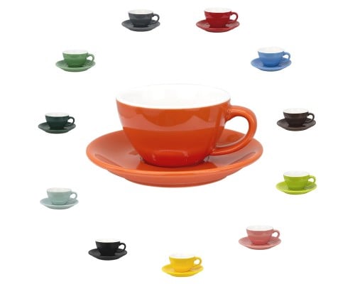 كوب قهوة مع صحن برتقالي 150 مل