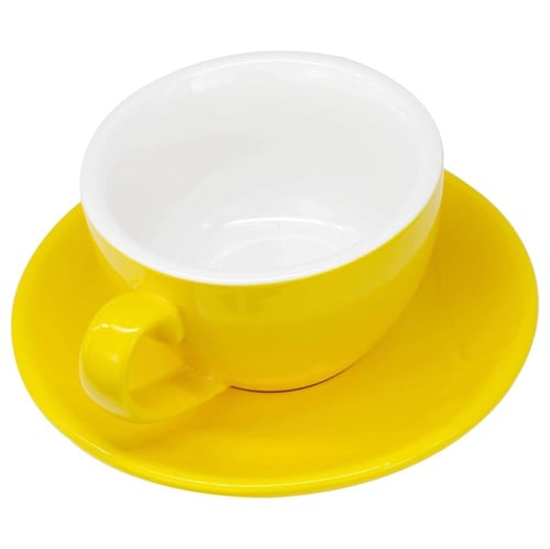 كوب قهوة مع صحن اصفر 200 مل