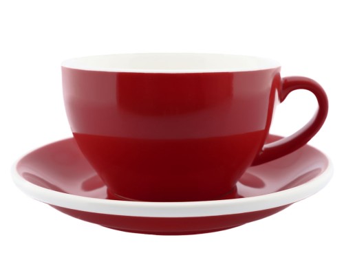 كوب قهوة مع صحن احمر 250 مل