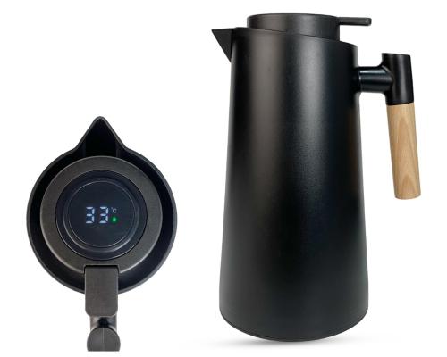 ابريق حافظ للحرارة 1000 مل مع ميزان حرارة اسود