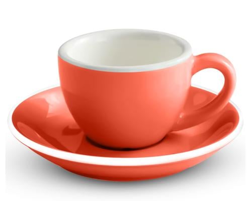 كوب قهوة مع صحن برتقالي 75 مل