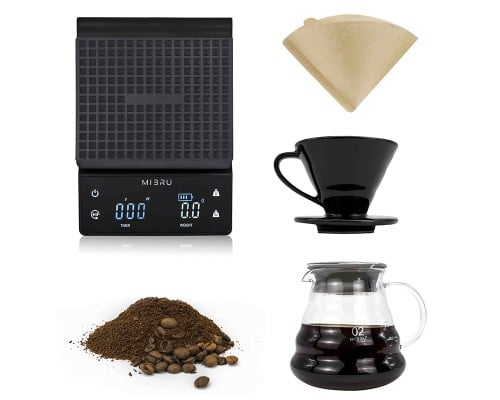 مجموعة تقطير القهوة في 60 مع ميزان قهوة الكتروني ب...