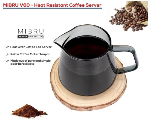 سيرفر قهوة زجاجي لون اسود شفاف سعة 600 مل