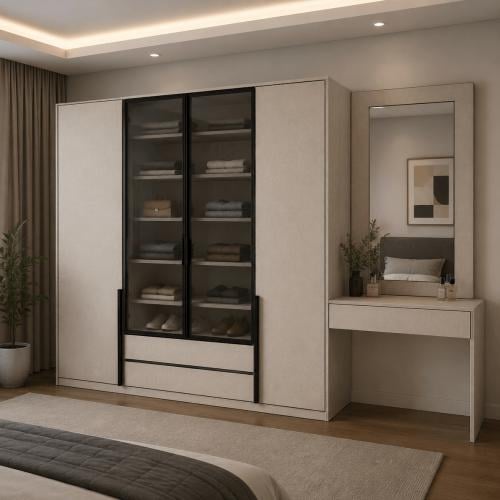 خزانة ملابس مع تسريحة مودرن | تصميم فاخر حسب الطلب