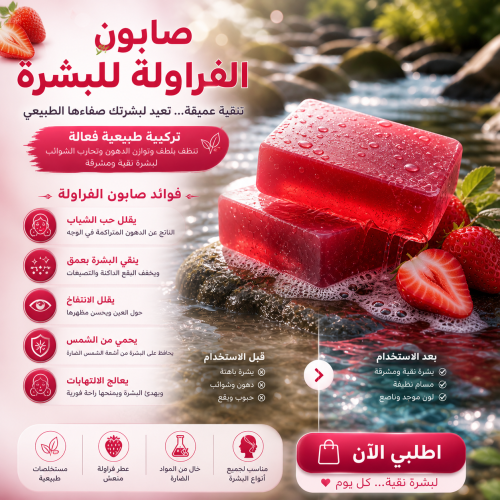 Strawberry soap for the skin fights acne caused by...