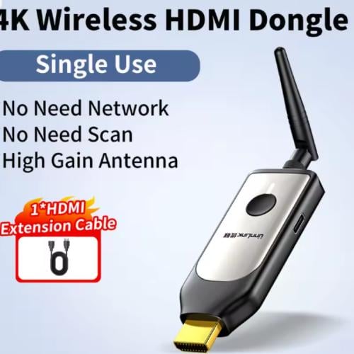 جهاز استقبال عرض شاشة لاسلكي (HDMI) بدقة 4K لمشارك...