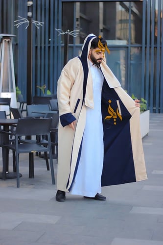 فروه رجالية دبل فيس مع شال سكري وكحلي