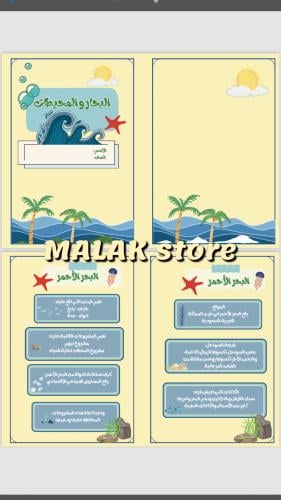 مطوية لغتي الصف الثالث الابتدائي ( البحار والمحيطا...