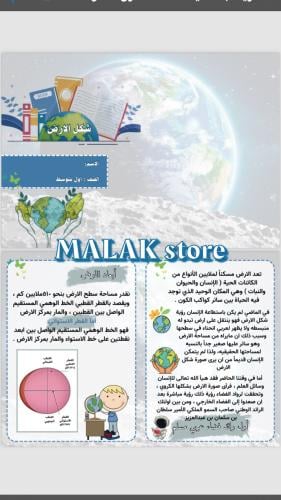 مطوية اجتماعيات الصف الاول المتوسط ( شكل الارض )