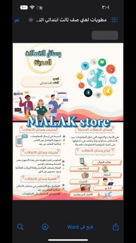 مطوية لغتي الصف الثالث الابتدائي ( وسائل الاتصالات...