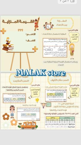 مطوية رياضيات القيمة المنزليه الصف الرابع الابتدائ...