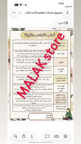 مشروع دراسات اسلامية الصف الثالث المتوسط ( اداب ال...