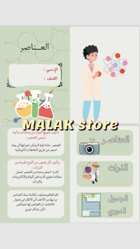 مطوية علوم صف خامس ( العناصر )