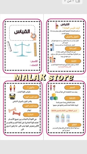 مطوية القياس للصف الرابع الابتدائي الترم الثالث (...