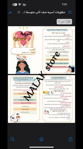 مطوية اسرية الصف الثاني المتوسط ( التوعية الصحية )...