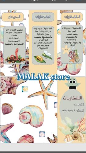 مطوية العلوم الصف الرابع الابتدائي ( اللافقاريات )...