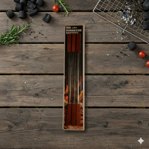 اسياخ شوي مسطحة يد خشبية 6 حبة SAFA