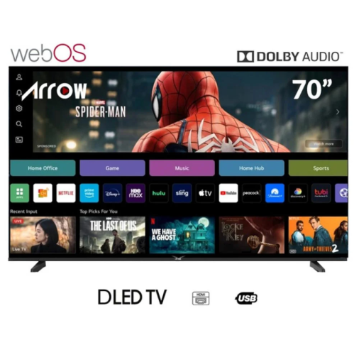 شاشة ارو ذكية QLED بحجم 70 بوصة، نظام ويب أو إس، م...