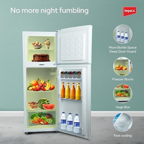 ثلاجة امبكس 4.6 قدم 138 لتر بابين ثلج ابيض IRF138