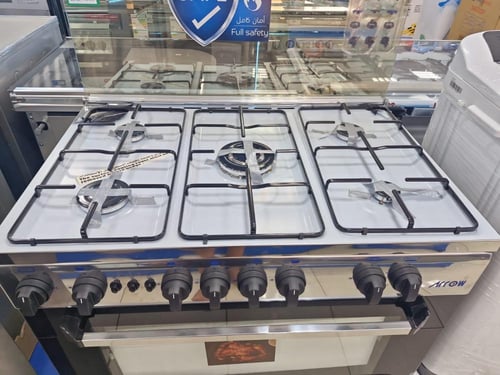 فرن 5 عيون ارو غاز امان كامل – 60*90 سم – فضي RO-9...