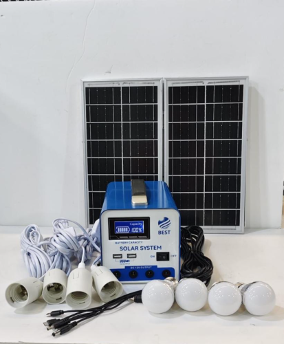 منظومة طاقة شمسية محمولة 8 امبير 4 لمبة BLUE 1208