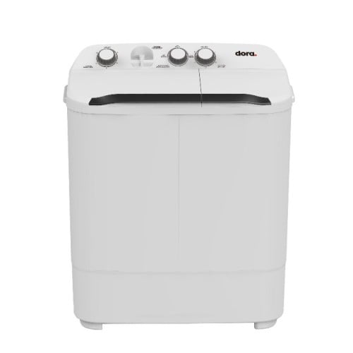 غسالة دورا حوضين 7 كجم، متعددة البرامج، ابيض - DW7...