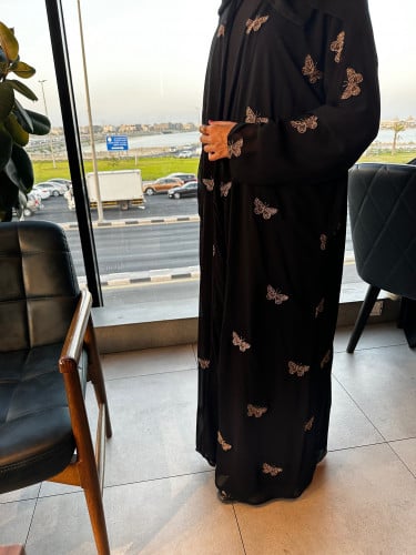Golden butterfly abaya